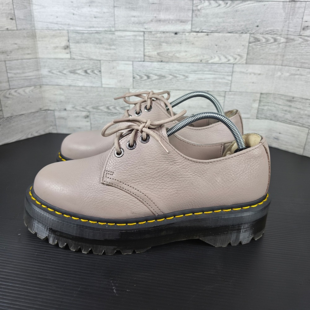 Dr. Martens 1461 Quad Platform Taupe Pebbled Leather Shoes 31167 Mens 10